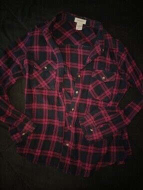 Passport Navy and Pink Plaid Flannel Button-Down Shirt